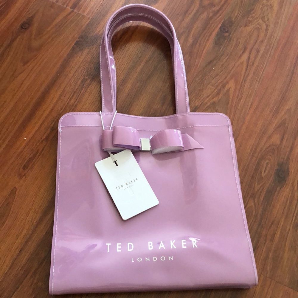 NWT Ted Baker London Patton leather lavender bow tote bag